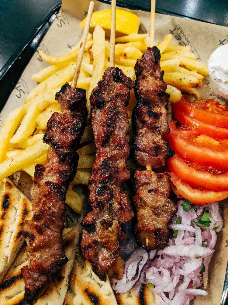 Kalamaki Souvlaki with fries